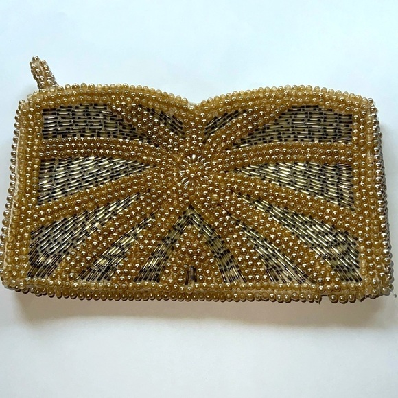 Vintage Hand Beaded Pearl Zipper Clutch Bag - Picture 1 of 10